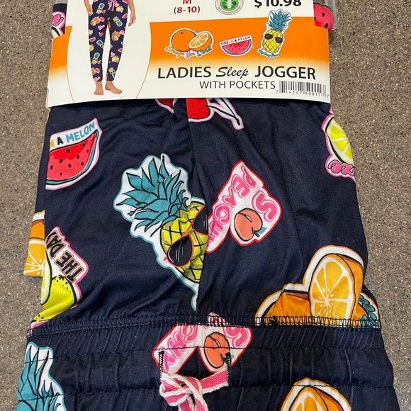🆕 Briefly Stated Yummy Fruit Sleep Jogger PJ Pants, Medium 🍊🍑🍉🍒🍋🍍 - Picture 3 of 6